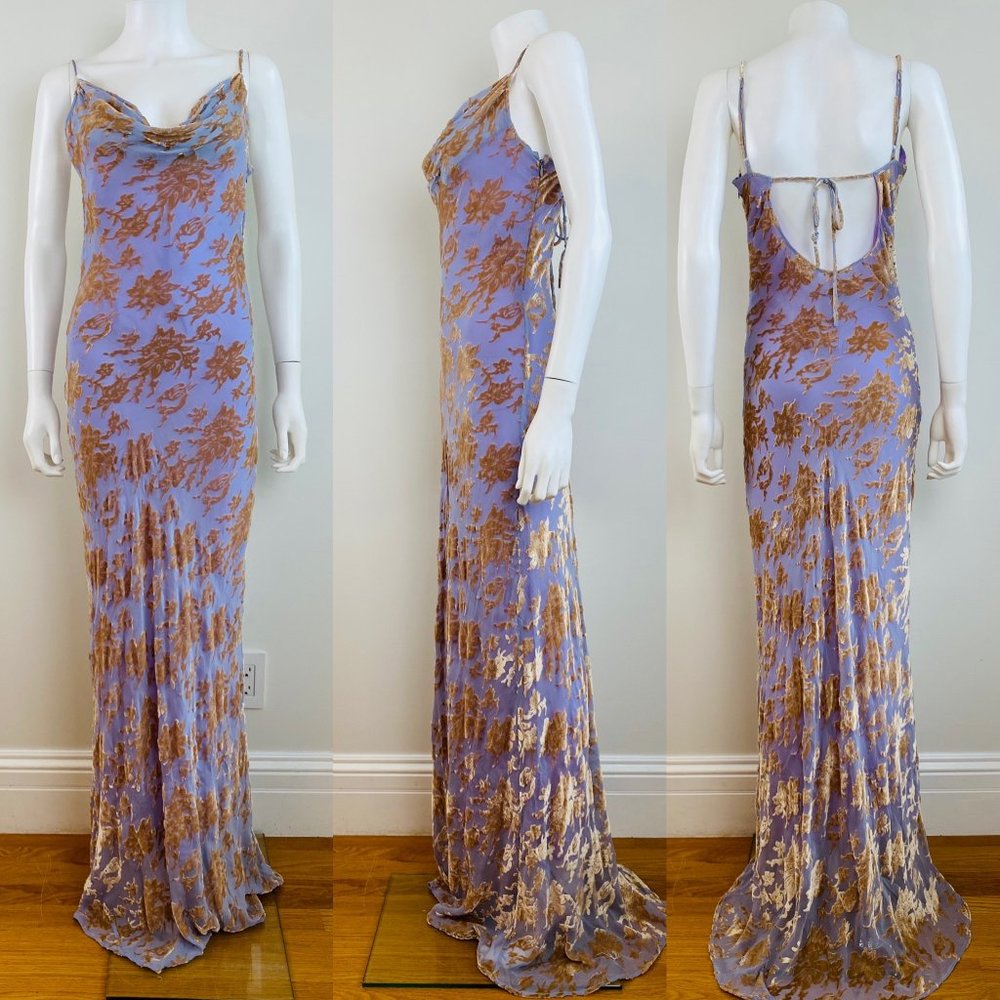New With Tags Rat & Boa Athena Devore Silk Velvet Bias Maxi Dress Medium